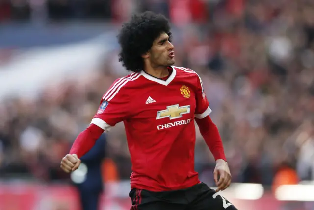 Marouane Fellaini celebrates