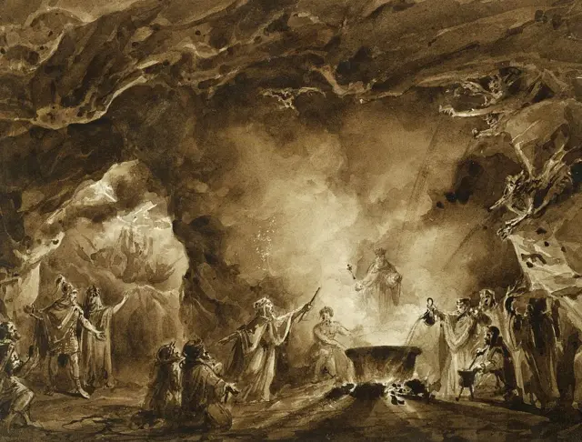 The witches' cave in Macbeth