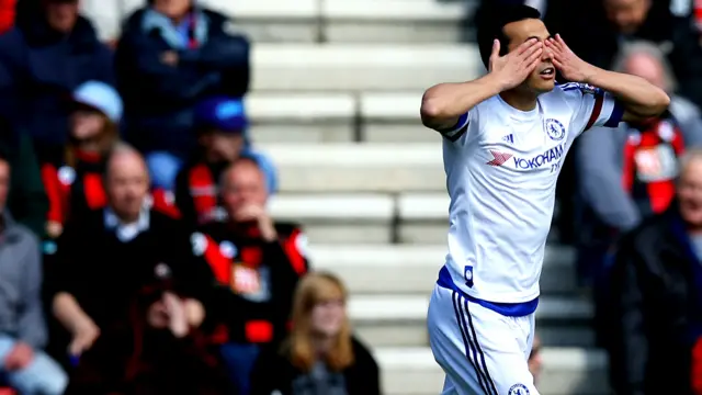 Pedro celebrates his opener for Chelsea