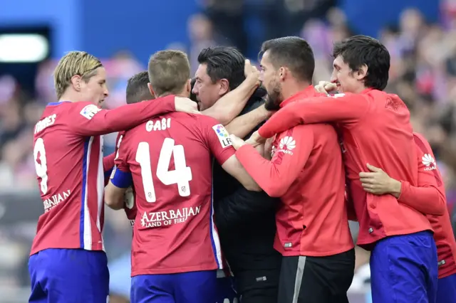 Atletico Madrid players celebrate