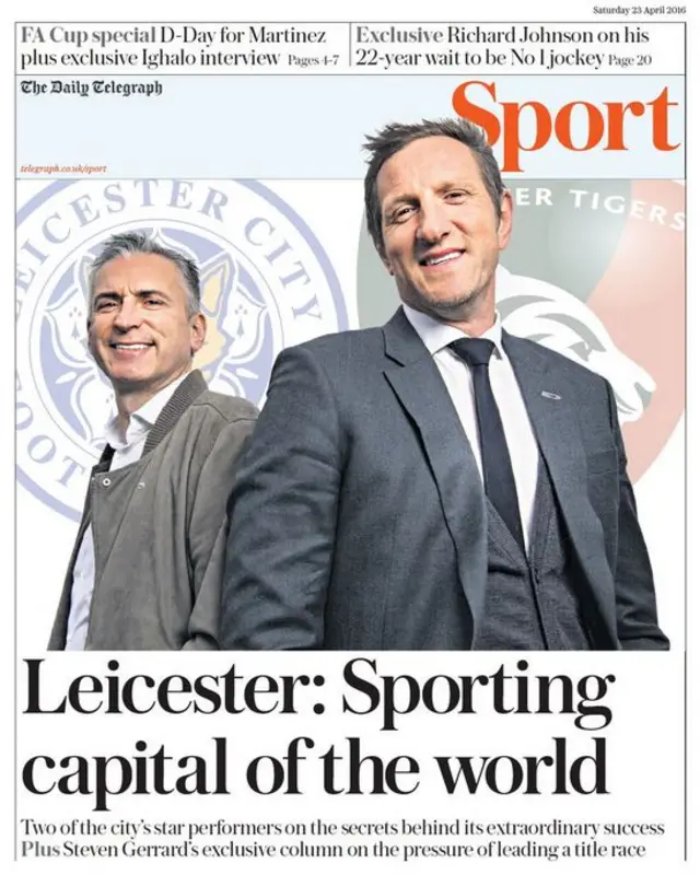 Saturday's Telegraph Sport front page