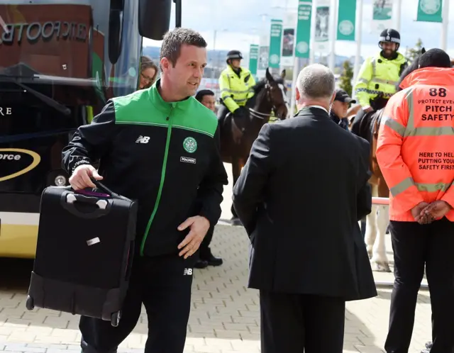 Ronny Deila arrives at Celtic Park