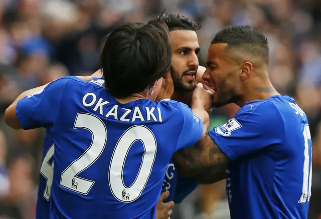 Shinji Okazaki, Danny Simpson, Riyad Mahrez