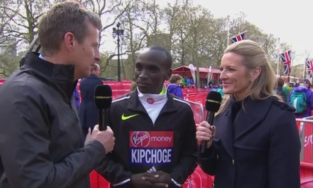 Kipchoge talks to Steve Cram