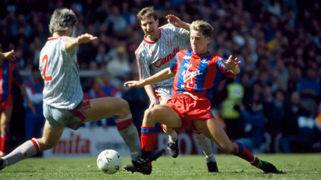 Alan Pardew (right) in action against Liverpool in 1990