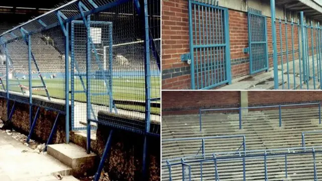 Fans were contained in pens and separated from the pitch by steel fences