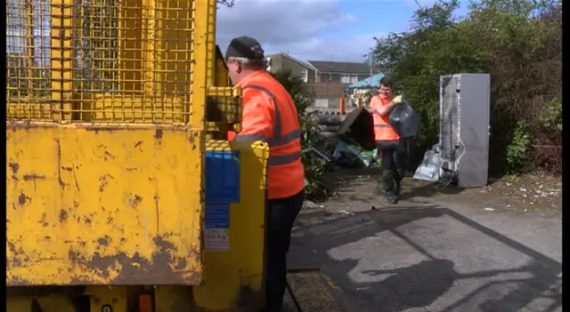 Cleaning up fly-tip mess