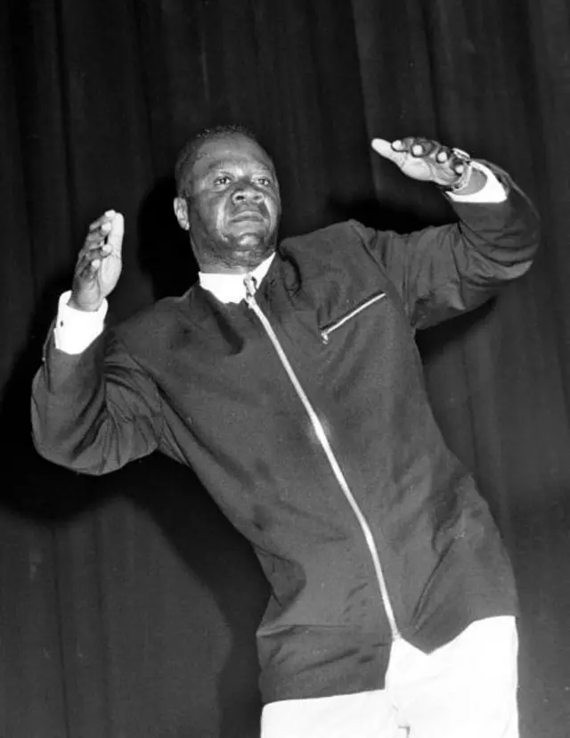 A file picture dated 31 May 1991 shows Papa Wemba performing in Abidjan.