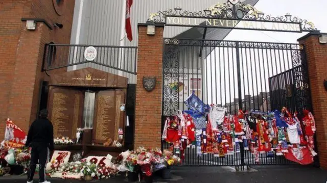 Hillsborough memorial and Shankly Gates, Anfield Stadium