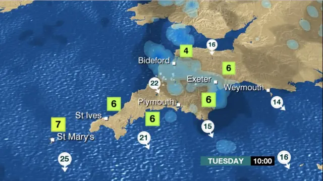 Weather forecast for Tuesday 26 April