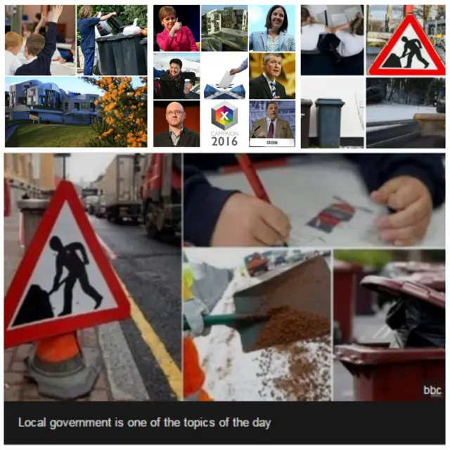 Montage of montages of local government and the Holyrood election