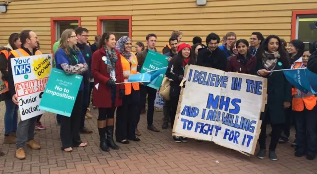Picket line at Milton Keynes Hospital