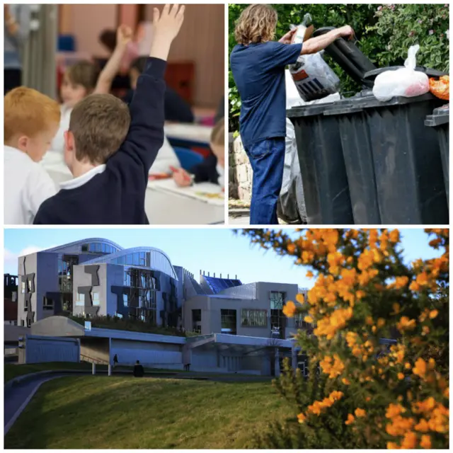 Holyrood, teaching and bins