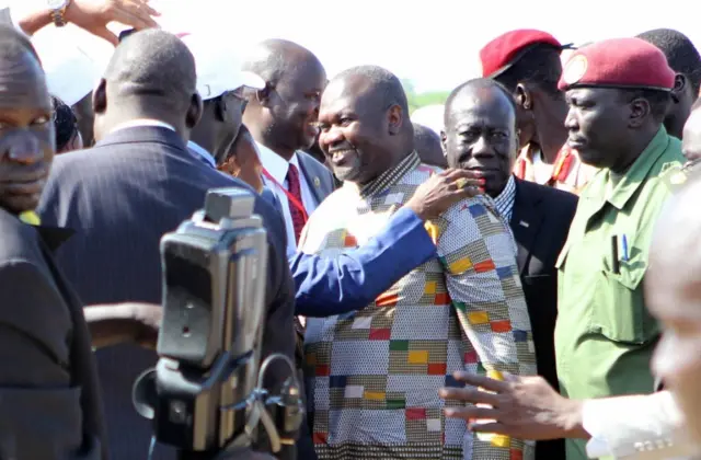 Riek Machar at the airport