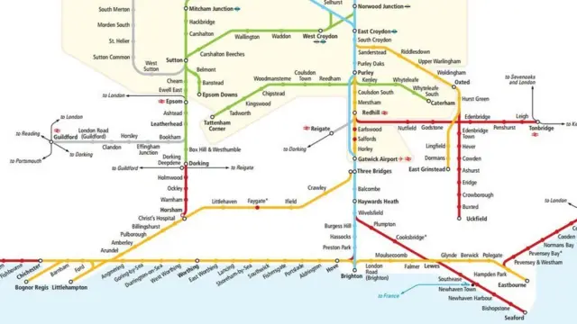 Map of Southern rail routes