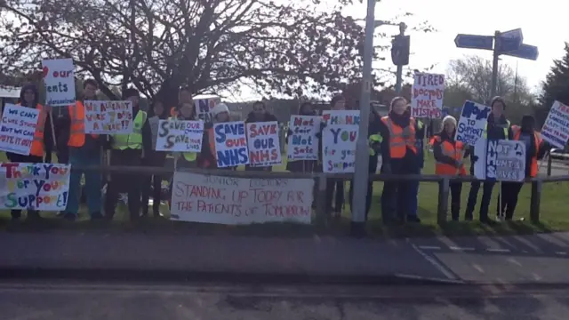 Picket line at the QEH in King's Lynn