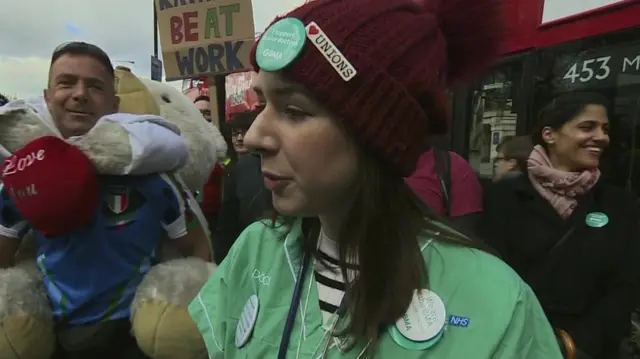 Sarah striking at St Thomas' Hospital London