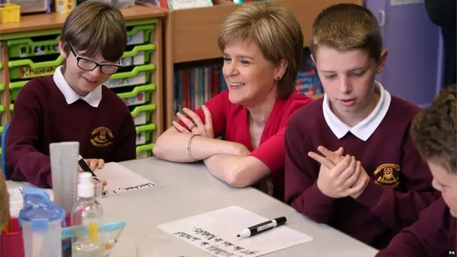 Nicola Sturgeon visits a school