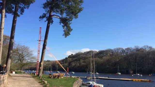 Lake with boats