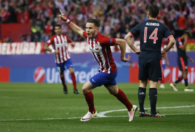 Saul Niguez celebrates