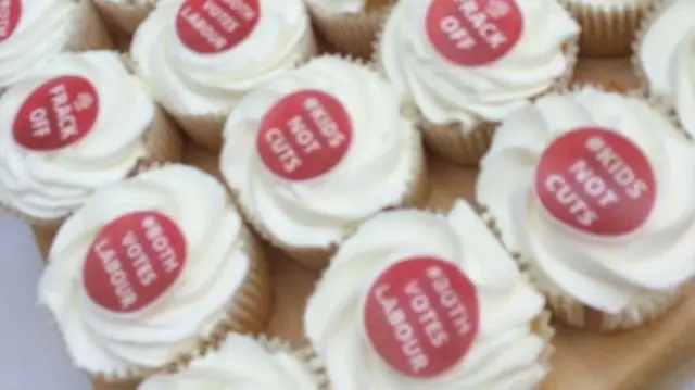 Labour handed out cupcakes topped some of the key messages from its manifesto