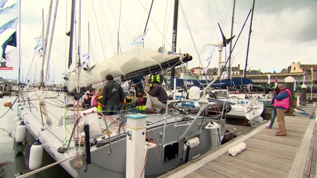 Children visit Transat yacht