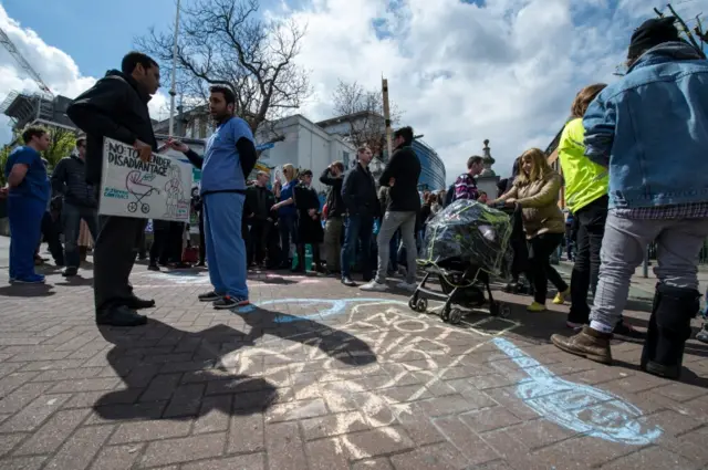 Junior doctors on strike at King's College Hospital