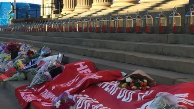 Hillsborough tributes at St George's Plateau in Liverpool