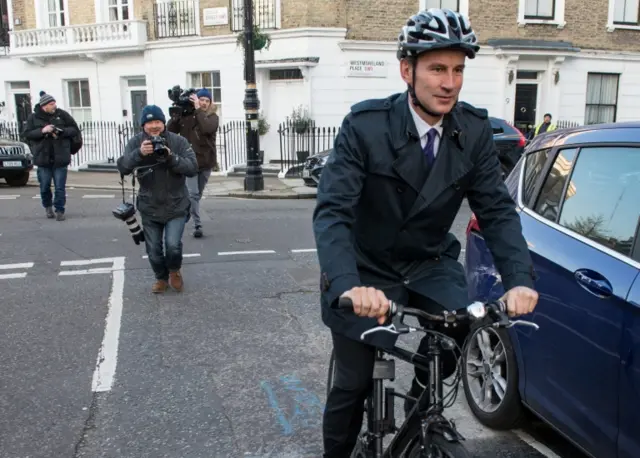 Jeremy Hunt on bicycle