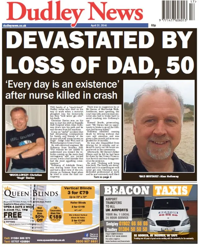 Dudley News front page