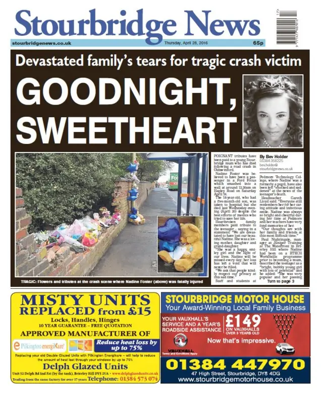 Stourbridge News front page