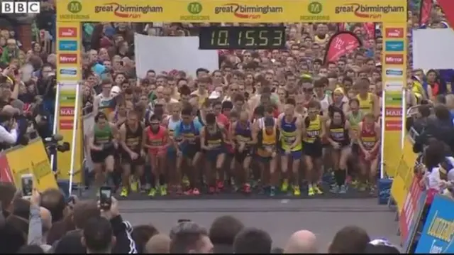 The start line of the Great Birmingham Run 2015