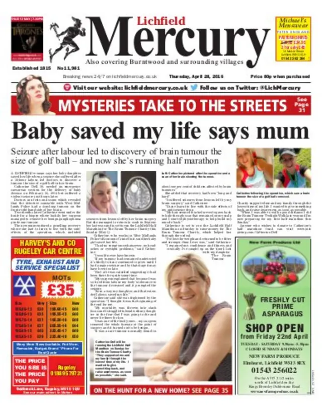 Lichfield Mercury front page