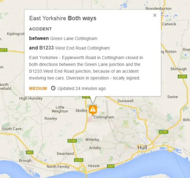 Accident on Eppleworth Road