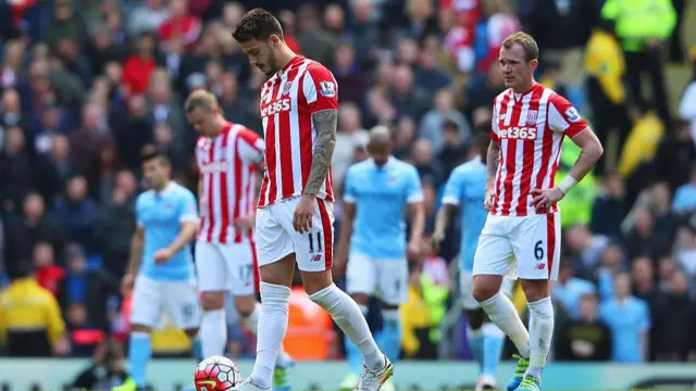 Dejected Stoke City players