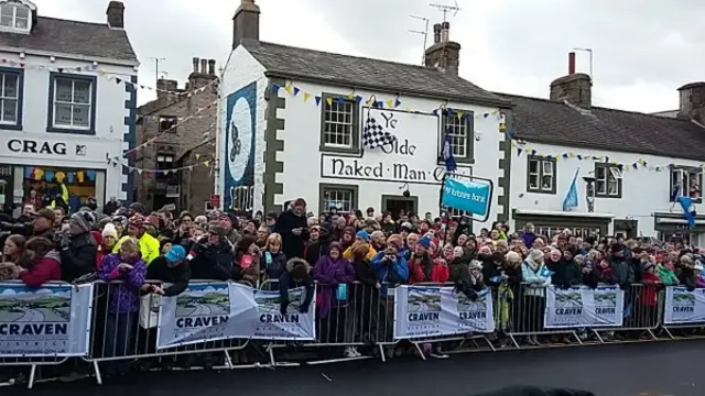 Crowd waiting in Settle