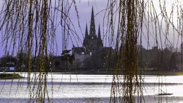 Lake in front of Lichfield Cathedral