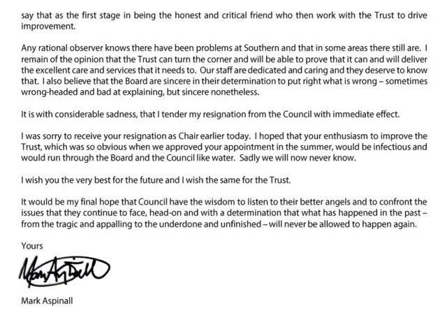 Mark Aspinall resignation letter page 2