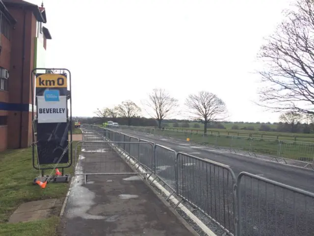 The official start line at Beverley Racecourse