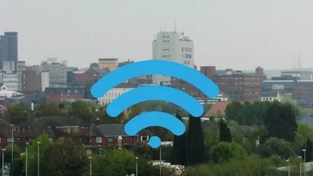 Wi-fi symbol over Stoke-on-Trent