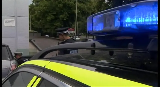 Police car and blue light