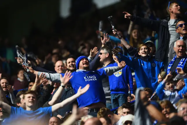 Leicester fans celebrate