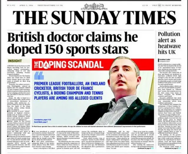 Sunday Times front page