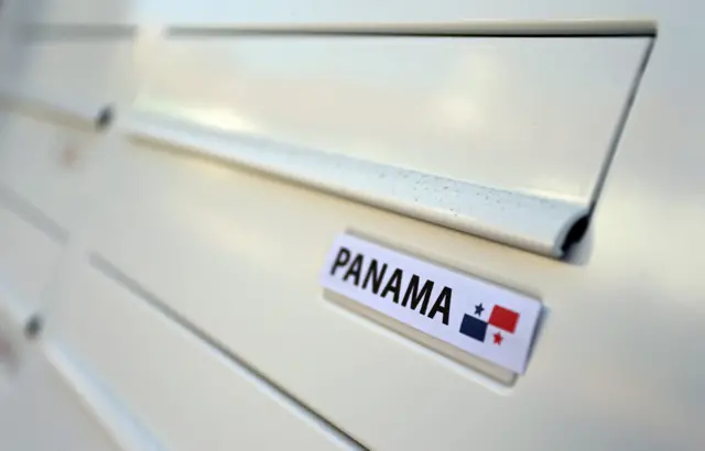 Flag of Panama on postbox of a residential building in Germany