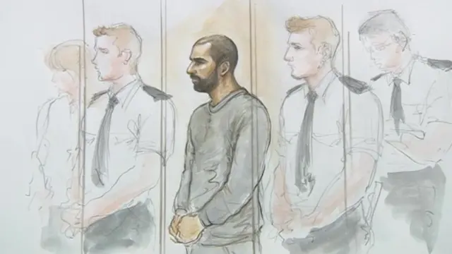 Artist impression on Ajay Jetha in court