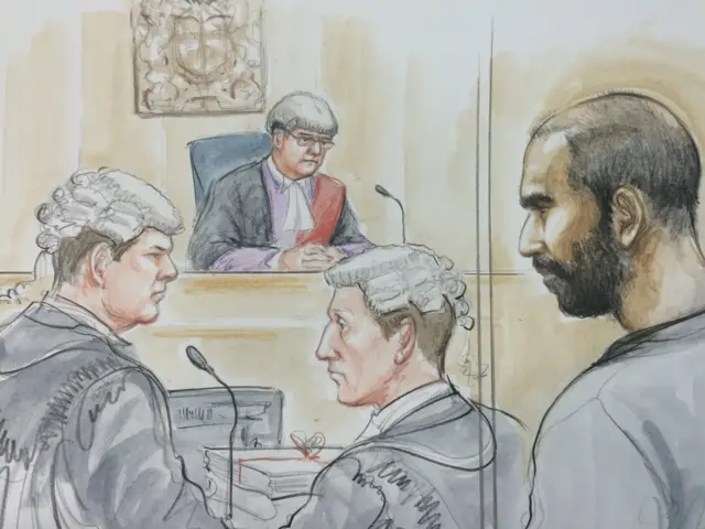Artist impression of Ajay Jetha in court