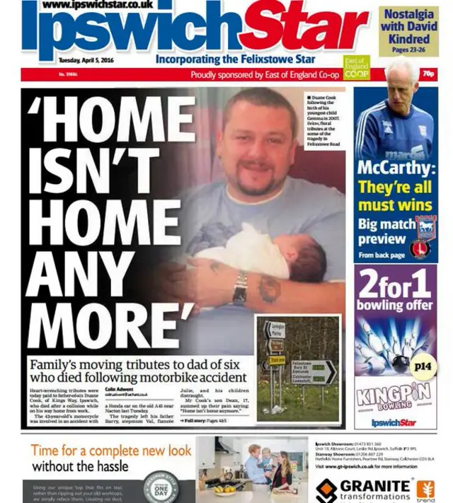 Ipswich Star front page