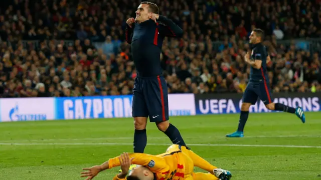 Antoine Griezmann looks dejected