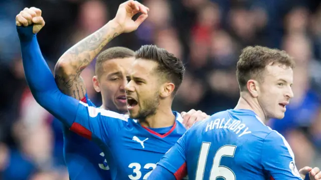 Rangers players celebrate