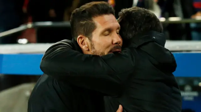 Diego Simeone and Barcelona coach Luis Enrique pre-match